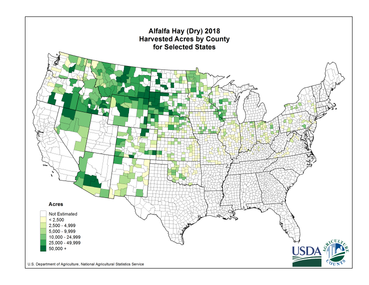 Alfalfa Hay: Harvested Acreage by County