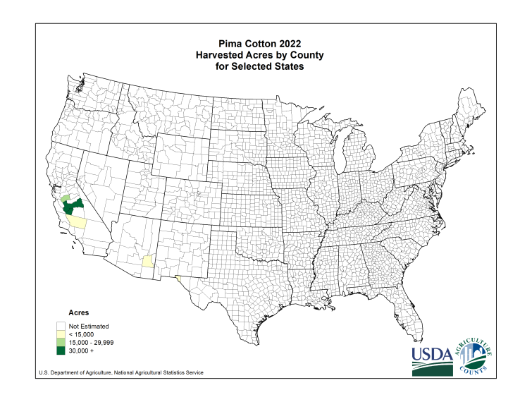 Pima Cotton: Harvested Acreage by County
