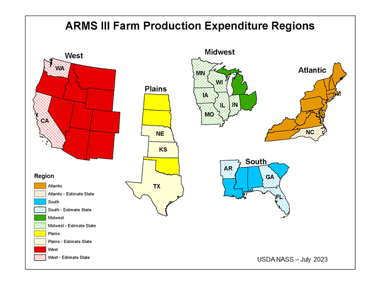 ARMS III Farm Production Regions Map